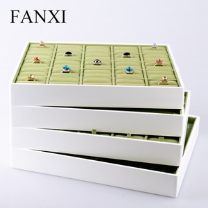 FANXI Chức Năng Trắng Sơn Mài Nhung Xanh Chèn Vòng Cổ Vòng Đeo Tay Tất Cả Các Trận Đấu Chủ Khay Thời Trang Trang Sức Hiển Thị Khay - Product Image 2