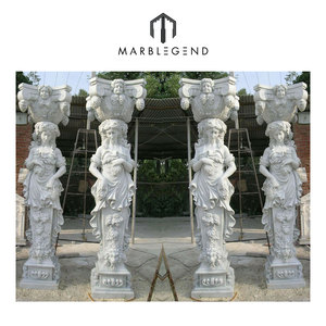 De alta calidad de estilo occidental mano ansiaba estatua columnas de mármol pilares - Product Image 3