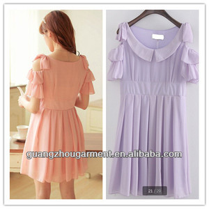 señoras volantes fuera del hombro gasa vestido corto sexy de la moda casual de la mujer en <span class=keywords><strong>el</strong></span> hogar día nuevo y elegante - Product Image 1