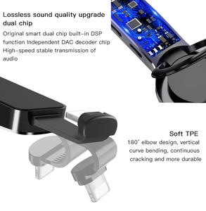Handy Lade Kopfhörer Aux Splitter <span class=keywords><strong>3</strong></span>,5 Mm 8 Pin 2 In 1 Audio Adapter Halter - Product Image 4