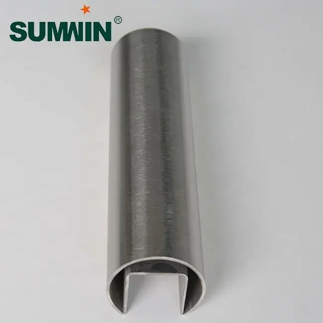 304/316L สแตนเลส Slotted รอบ U-Channel Handrail Tube สำหรับใส่แก้ว