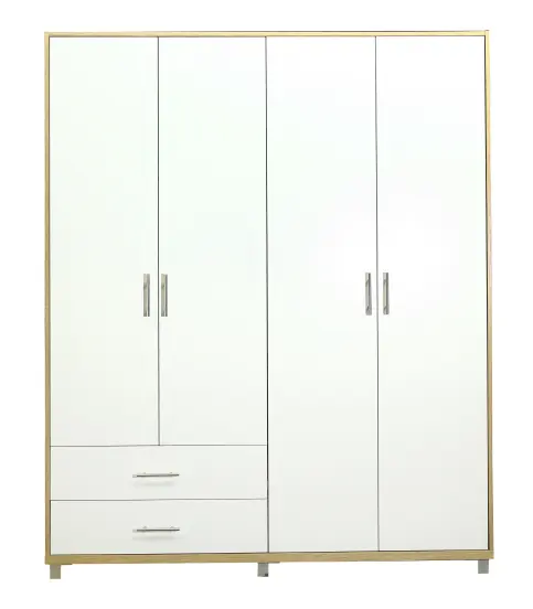 Nouveau Design 160 cm, 4 portes, 2 tiroirs, placard mural en bois de mélamine, organisateur de placard pour chambre à coucher