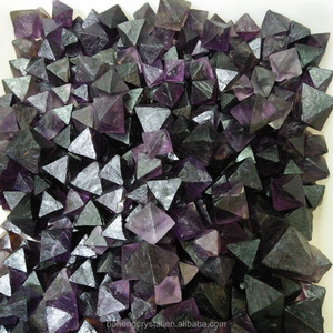 Áspero natural púrpura fluorita octaedro cristal poliedros doble cuarzo pirámides - Product Image 1