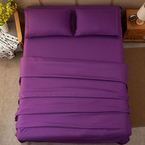 Textil hogar 200TC de 100% algodón de color sólido de la <span class=keywords><strong>Reina</strong></span> púrpura tamaño de cama - Product Image 1