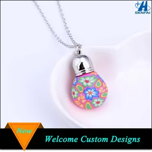 Wholesale jewlery perfume bottle shape polymer clay pendant ceramic necklace