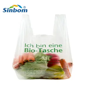 Изготовленная на заказ печатная биоразлагаемая футболка пластиковая продуктовая сумка