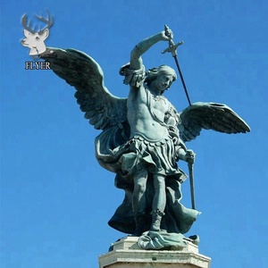 Sculpture de figurine en métal d'extérieur Grande statue religieuse d'ange Saint Michel Archange - Product Image 2