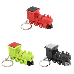 โรงงานขายร้อนพลาสติก Multi-Function Mini LED <span class=keywords><strong>Sould</strong></span> รถไฟพวงกุญแจแหวนจี้โซ่การ์ตูนรถไฟ Car Key - Product Image 1