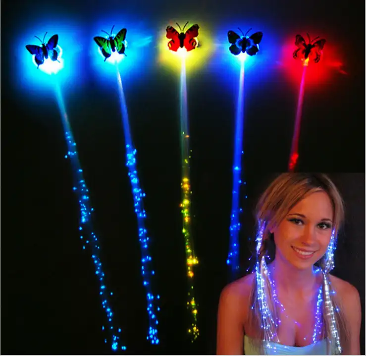 Sace lady — décoration lumineuse à led colorée en forme de papillon, fournitures de cheveux en fibre pour illuminer les cheveux, boîte de nuit, fête de danse, concert