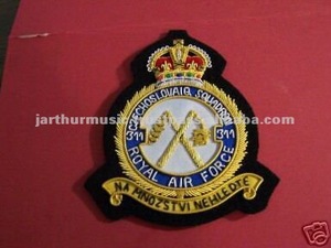 Customized Size Hand Embroidered Bullion Blazer Badge Wholesale Bullion Wire Golden Customized Hand Embroidery Badges - Product Image 2