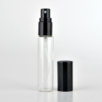 10ml Aluminum Cover Clear Straight Round Glass Cosmetic  Elegant Spray Perfume Bottle with Pump Sprayer