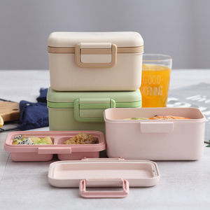 3 Compartment BPA Free Leakproof Bamboo Fiber Lunch Bento Box Healthy Lunch Box Food Storage Container