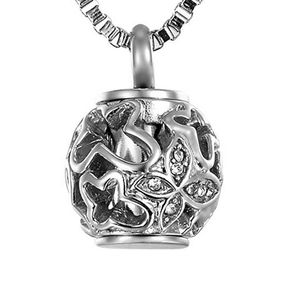Creux Papillon Diamant Crémation Bijoux Argent Gravé En Acier Inoxydable Mémorial Pendentif Urne Collier pour Cendres - Product Image 1