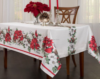 Nappe de Noël jetable en polyester tissé imperméable imprimée, 63" x 98" (6-8 personnes), vente en gros