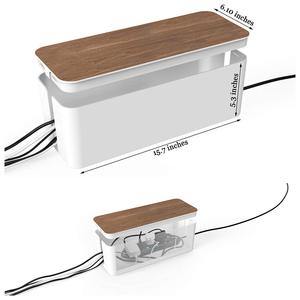 wood grain Cable Management Box - Stylish Cord Organizer Box Hides Power Strip