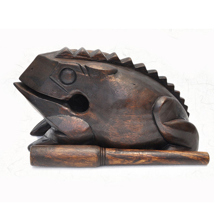 アジア民藝木彫カエル｜手彫りオブジェ｜民藝工芸｜トライバルアート｜H10.3cm OAXACA WOOD CARVING 