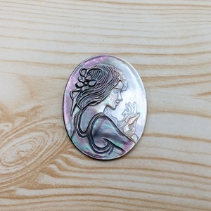 Vintage Naturel 40*30mm Noir <span class=keywords><strong>Nacre</strong></span> Beauté Dame Portrait Couleurs Gravé <span class=keywords><strong>Camée</strong></span> Pendentif Sculpté - Product Image 3