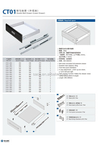 SH-ABC bếp kim loại hộp đôi tường ngăn kéo CT01 mềm đóng hộp kim loại ngăn kéo - Product Image 4