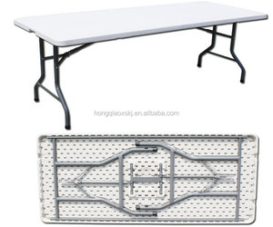 Mesa regular plegable de 152cm y 5 pies, mesa de material politeno sólido con patas de acero, para eventos de boda, mesa de transporte fácil - Product Image 1