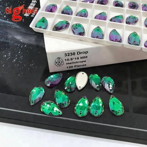 Di alta qualità magico verde eliotropio cucire su pietre a goccia gemme sciolte K9 strass a dorso piatto per body abiti da ballo latino - Product Image 5