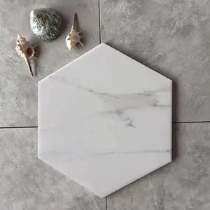 New Model Bathroom Calacatta Natural Marble Stone Effect Ceramic Jazz White Hexagon Floor Tile