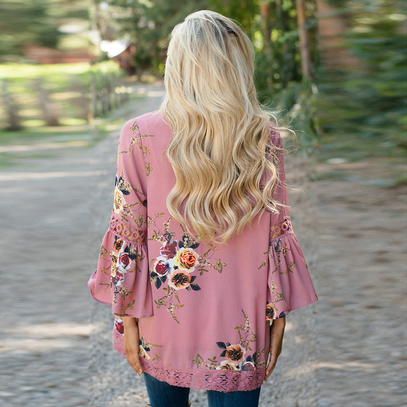 Kimono De Verano Con Estampado Floral Para Mujer, Chal De Media Manga, Casual, Holgado, Cárdigan De Gasa, Aa Menta (verde Claro