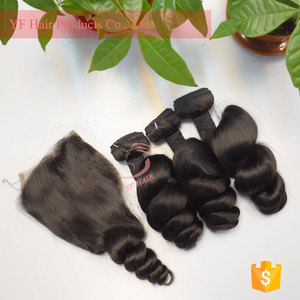 Gros cheveux Indiens lâche vague de dentelle fermeture pas cher dentelle fermeture avec 100% cheveux humains péruvienne cheveux dentelle fermeture - Product Image 1