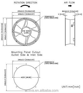 Ventilateur coaxial de grande taille 250mm, 220v AC, A25089 - Product Image 3