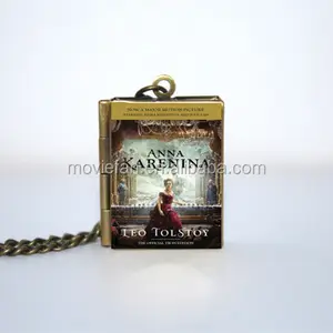 Anna Karenina Book Locket Necklace, bronze tone