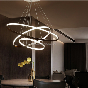 Moderno nordico sottile oro o ottone spazzolato rotondo ciondolo luce LED 5 metallo <span class=keywords><strong>lampadario</strong></span> <span class=keywords><strong>ad</strong></span> anello per l'home office - Product Image 3