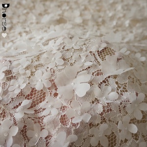 Trắng Tulle ren vải <span class=keywords><strong>3D</strong></span> hoa thêu thiết kế pháp ren dhfl0691 - Product Image 4