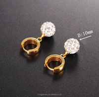 Pendientes colgantes dorados con diseño de bola de cristal, pendientes largos con pompón