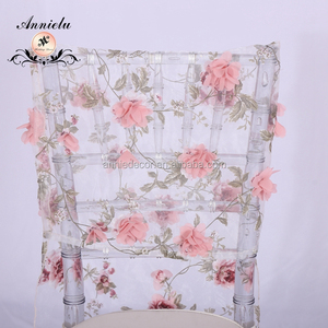 Funda de Silla de Organza con Bordado de Flores 3D para Bodas, Banquetes, Fiestas y Eventos - Product Image 5