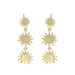 Damila custom Jewelry gold plating flower sun sunflower star 925 silver dangle earrings E1801