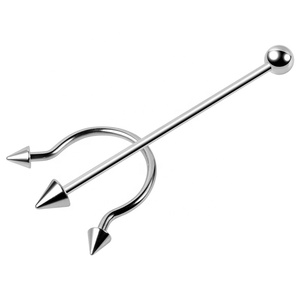 Joyería Industrial Única para Piercing de Barra, Pendiente de Cartílago con Forma de Tenedor con Bola y Cono, Venta al por Mayor - Product Image 2