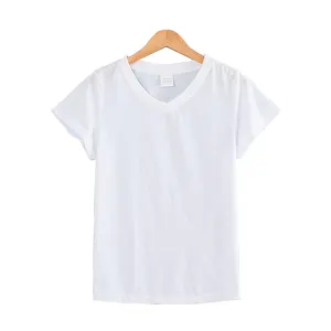 Sublimatie Afdrukken Vrouwen Korte Mouwen V-hals Slim Fit Vrouw T-shirt
