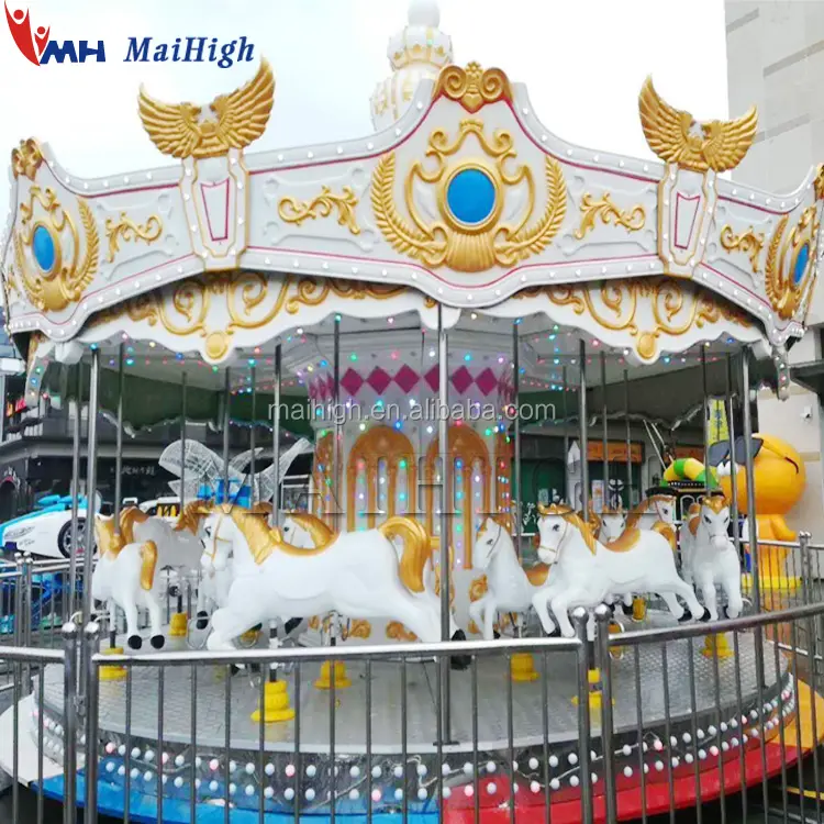 Amusement park children game 16 seats down transmission luxury carousel lights and musical carousel