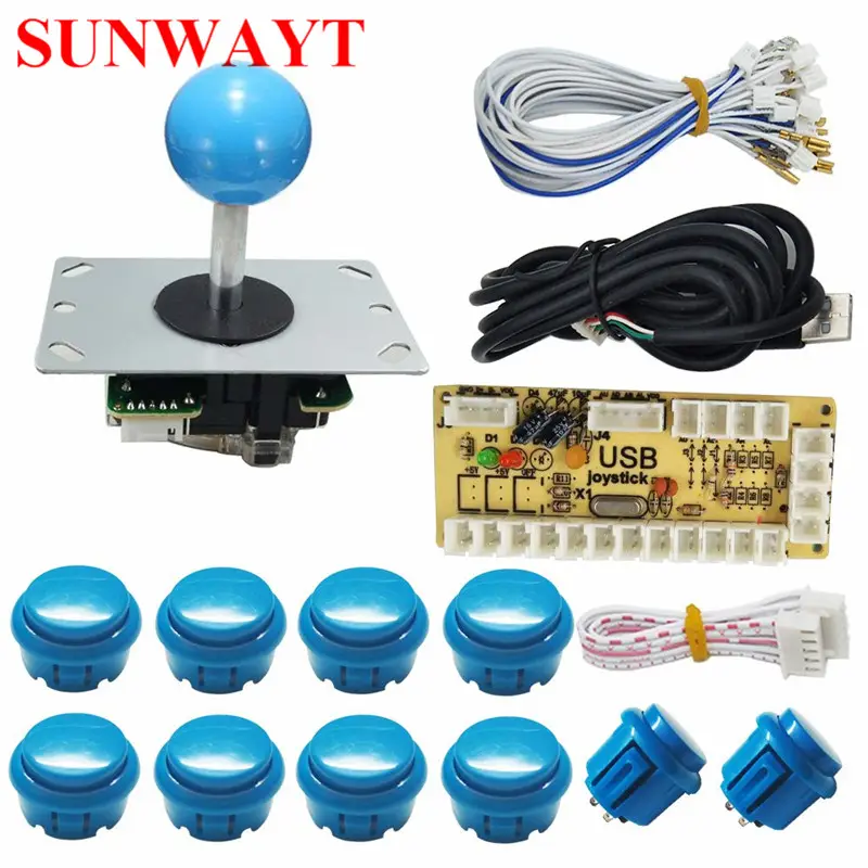 Nol Penundaan Arcade USB Encoder untuk PC DIY Arcade Permainan Tombol dan Joystick Controller Kit untuk Raspberry Pi + 5 pinjoystick + 10 Tombol