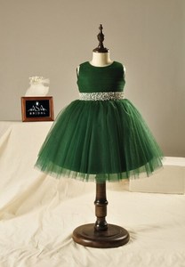 Cintura di cristallo con perline verde FL-1003 per bambini abiti da damigella d'onore lunghi fino alla caviglia in Tulle per abiti da festa di nozze vestito da ragazza di fiori - Product Image 2