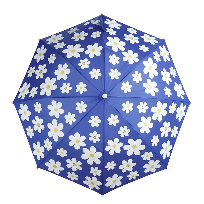 Paraguas para niños, sombrilla con estampado de flores mágicas, Manual, cambio de Color