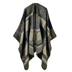 2017 nuovo marchio da donna Poncho <span class=keywords><strong>Cashmere</strong></span> berretti alla moda <span class=keywords><strong>Plaid</strong></span> di grandi dimensioni sciarpa calda spessa Poncho invernale coperta in maglia Echarpe Pashmina - Product Image 5