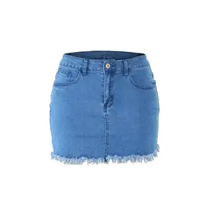 DiZNEW 2019 США синяя джинсовая мини-юбка с потрепанным подолом