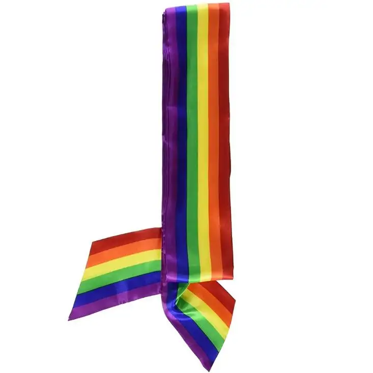 Billiges Satin Material Lgbt Regenbogen Homosexuell Stolz Schärpe