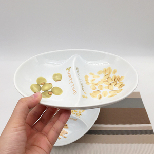 Plato Ovalado Creativo Nórdico de Cerámica Blanca Ecológica con Dos Compartimentos para Aperitivos, Postres, Frutos Secos, para el Hogar, Hotel, <span class=keywords><strong>Restaurante</strong></span> - Product Image 3