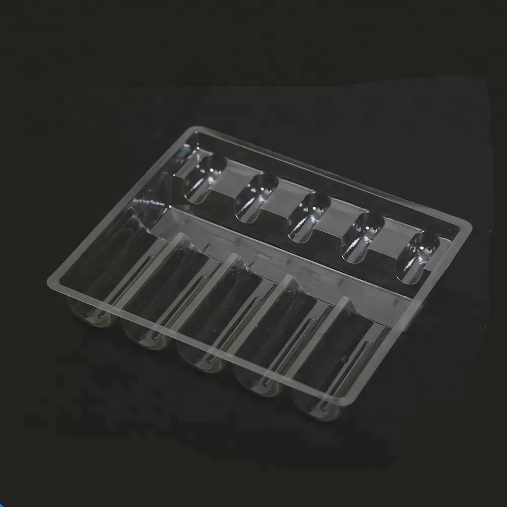 Transparent thermoformed ampoule trays 5 packs Manufactory price plastic vial tray blister