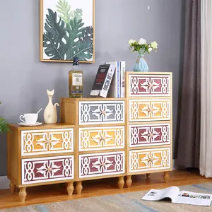 luxury European style morden customized wood cabinet with drawer bedside night stand cabinet space saving home furniture