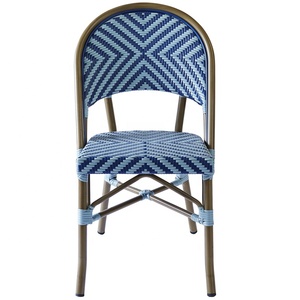 Bleu <span class=keywords><strong>Vintage</strong></span> Osier En Aluminium Balcon Bar Tabouret Canne Meubles Rotin Extérieur <span class=keywords><strong>Jardin</strong></span> Café Bistro <span class=keywords><strong>Chaise</strong></span> - Product Image 2