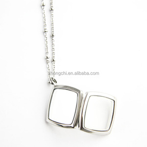 Collana con <span class=keywords><strong>Medaglione</strong></span> in Vetro, Ciondolo <span class=keywords><strong>Medaglione</strong></span> per Matrimonio, Medaglioni Quadrati Galleggianti all'Ingrosso - Product Image 2