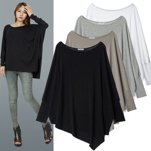 OEM ODM Casual señoras curva de cuello redondo y manga larga dobladillo Irregular superior en blanco para <span class=keywords><strong>mujer</strong></span> <span class=keywords><strong>Camisetas</strong></span> - Product Image 2
