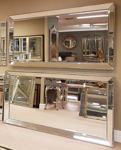 Grande Specchio di Lusso con Cornice Smussata, Appendiabiti Decorativo, Specchio da Terra Rettangolare Anticato Dorato per Soggiorno - Product Image 2